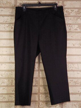 Rafaella Comfort Womens Size 12 Capris Black Pleated Dress Cropped Pants